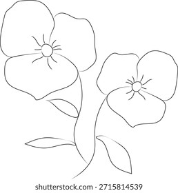 Vector de elemento de flor dibujado a mano con líneas simples, ilustración floral natural para proyectos de diseño moderno.