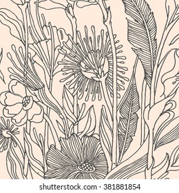 hand drawn flower elements.Colorful floral collection.