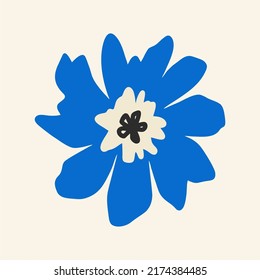 Hand drawn flower. Flat, design, cartoon, vector illustration.