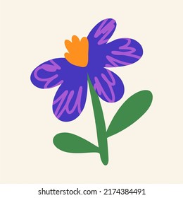 Handgezeichnete Blume. Wohnung, Design, Cartoon, Vektorgrafik.