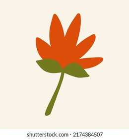 Hand drawn flower. Flat, design, cartoon, vector illustration.