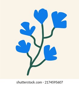 Hand drawn flower. Flat, design, cartoon, vector illustration.