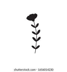 Hand drawn flower flat vector icon isolated on a white background.