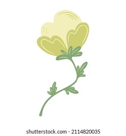 Flor dibujada a mano, elemento floral aislado en un fondo blanco. Doodle, ilustración en un sencillo estilo plano. Se puede utilizar para la decoración de textiles, papel y otras superficies.