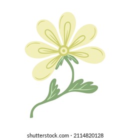 Hand drawn flower, floral element isolated on a white background. Doodle, illustration in a simple flat style. It can be used for decoration of textile, paper and other surfaces.