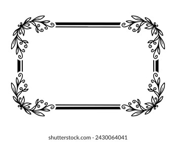 Hand Drawn Flower Frame Line Art