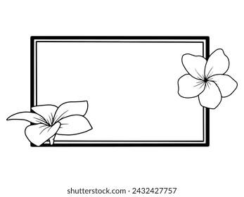 Hand Drawn Flower Frame Line Art