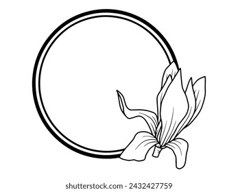 Hand Drawn Flower Frame Line Art