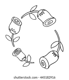 hand drawn flower frame on white background