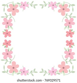 Hand Drawn Flower Frame on White Background