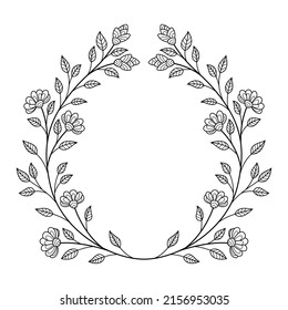 Hand drawn of flower frame in zentangle style