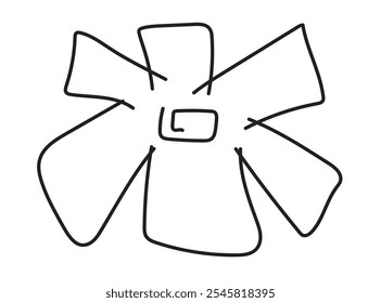 Hand drawn flower grunge elements. Doodle sketch of flowers, blossom scribble design , bloom drawing in black and white retro style, vector illustration