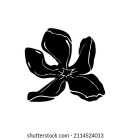 Handgezeichneter Blumenkopf für Design-Logo. Tintenfisch gezeichnetes grünes Element einzeln auf weißem Hintergrund. Silhouette-Blütenelement 