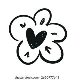 Hand Drawn flower heart Decorative elements for design Vector illustration