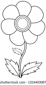 Hand drawn flower icon. Doodle style vector. Coloring book.