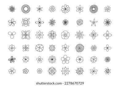 hand drawn flower icon set,  vector illustration.
Decorative plant motif design Frame Element　