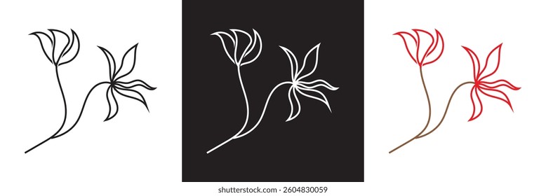 Hand Drawn Flower icon. Vector illustration. isolated on white and black background. EPS 10
