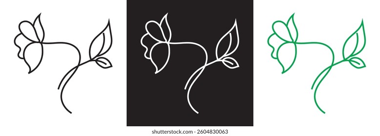 Hand Drawn Flower icon. Vector illustration. isolated on white and black background. EPS 10