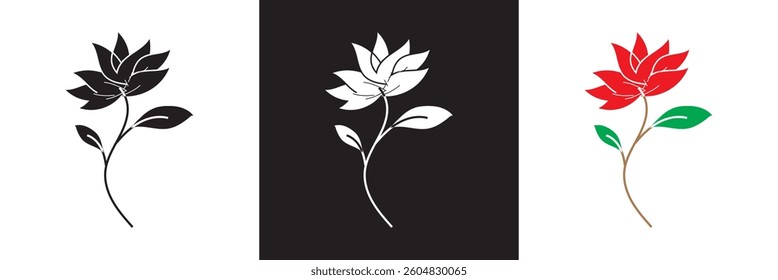 Hand Drawn Flower icon. Vector illustration. isolated on white and black background. EPS 10