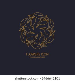 Hand drawn flower icon,abstract vector illustration logo botanical elements design.
