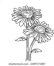 Hand drawn flower illustration line art