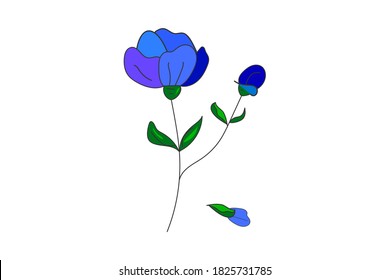 hand drawn flower isolated on white background. Botanical element of the logo design.Vector illustration.