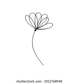 Hand drawn flower isolated on white background. Decorative doodle sketch illustration. Vector floral element.