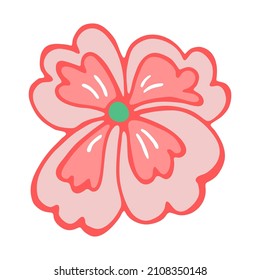 Flor dibujada a mano aislada sobre fondo blanco. Dibujo decorativo del dibujo del doodle. Elemento vectorial floral.