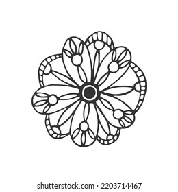 Hand drawn flower isolated on white background. Decorative doodle sketch illustration. Cute vector floral element.