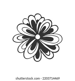 Hand drawn flower isolated on white background. Decorative doodle sketch illustration. Cute vector floral element.