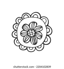 Hand drawn flower isolated on white background. Decorative doodle sketch illustration. Cute vector floral element.