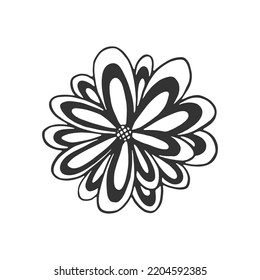 Hand drawn flower isolated on white background. Decorative doodle sketch illustration. Cute vector floral element.