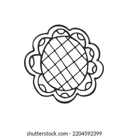 Flor dibujada a mano aislada sobre fondo blanco. Dibujo decorativo del dibujo del doodle. Elemento floral vectorial de corte.