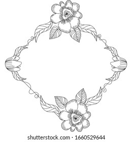 Hand drawn flower isolated. Simple outline sketch. Botany illustration. For coloring book. For flower shop. Decorative element. Ecology doodle. For post card, wallpaper, textile and wrapping paper