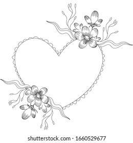 Hand drawn flower isolated. Simple outline sketch. Botany illustration. For coloring book. For flower shop. Decorative element. Ecology doodle. For post card, wallpaper, textile and wrapping paper