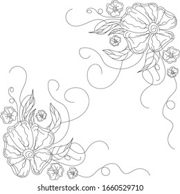 Flor dibujada a mano aislada. Esbozo simple. Ilustración botánica. Para colorear el libro. Para la florería.Elemento decorativo. Doodle ecológico. Papel de postales, papel pintado, textil y papel envasado