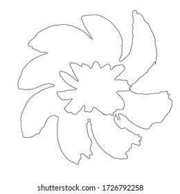 Hand drawn flower isolated. Simple outline sketch. Botany illustration. For coloring book. For floral shop. Decorative element. Ecology doodle. For post card, wallpaper, textile and wrapping paper.