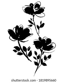 Elementos de diseño de fondo blanco aislado de la flor de mano Dibujo Ilustración del vector
