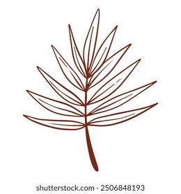 Handgezeichnete Blume und Blatt einzeln auf Weiß.