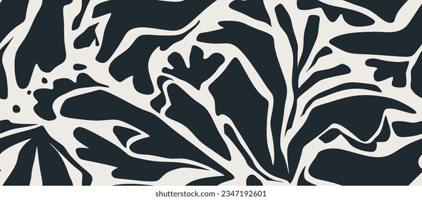 Hand drawn flower and leaf shape textures seamless pattern. Simple abstract contemporary seamless pattern. abstract pattern, flower pattern.