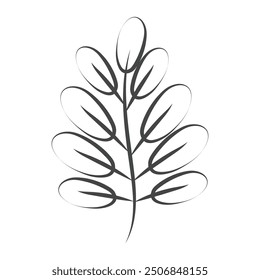 Hand drawn flower and leaves isolated on white.