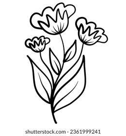 Hand drawn flower line art illustration