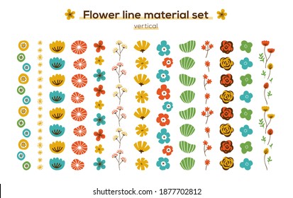 hand drawn flower line material set