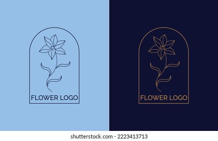 Hand drawn flower logo for beauty brand company