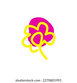 hand drawn flower logo that is pink and yellow.