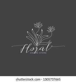 Hand drawn flower logo, vector, eps 10