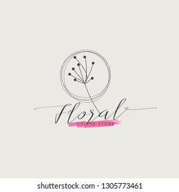 Hand drawn flower logo, watercolor style, vector, eps 10