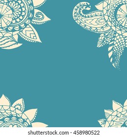 Hand drawn flower mandala background for cards, invitations and coloring book. Boho style