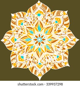 Hand drawn flower mandala for cards, invitations and other