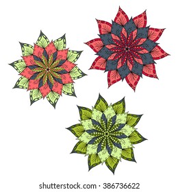 Hand drawn flower mandala for cards, invitations and coloring book